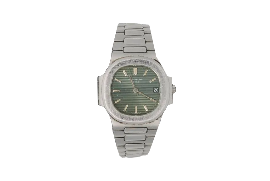 George Daniels kopott acél Patek Philippe Nautilusa, amelybe 1981-ben Co-Axial gátlóművet épített.