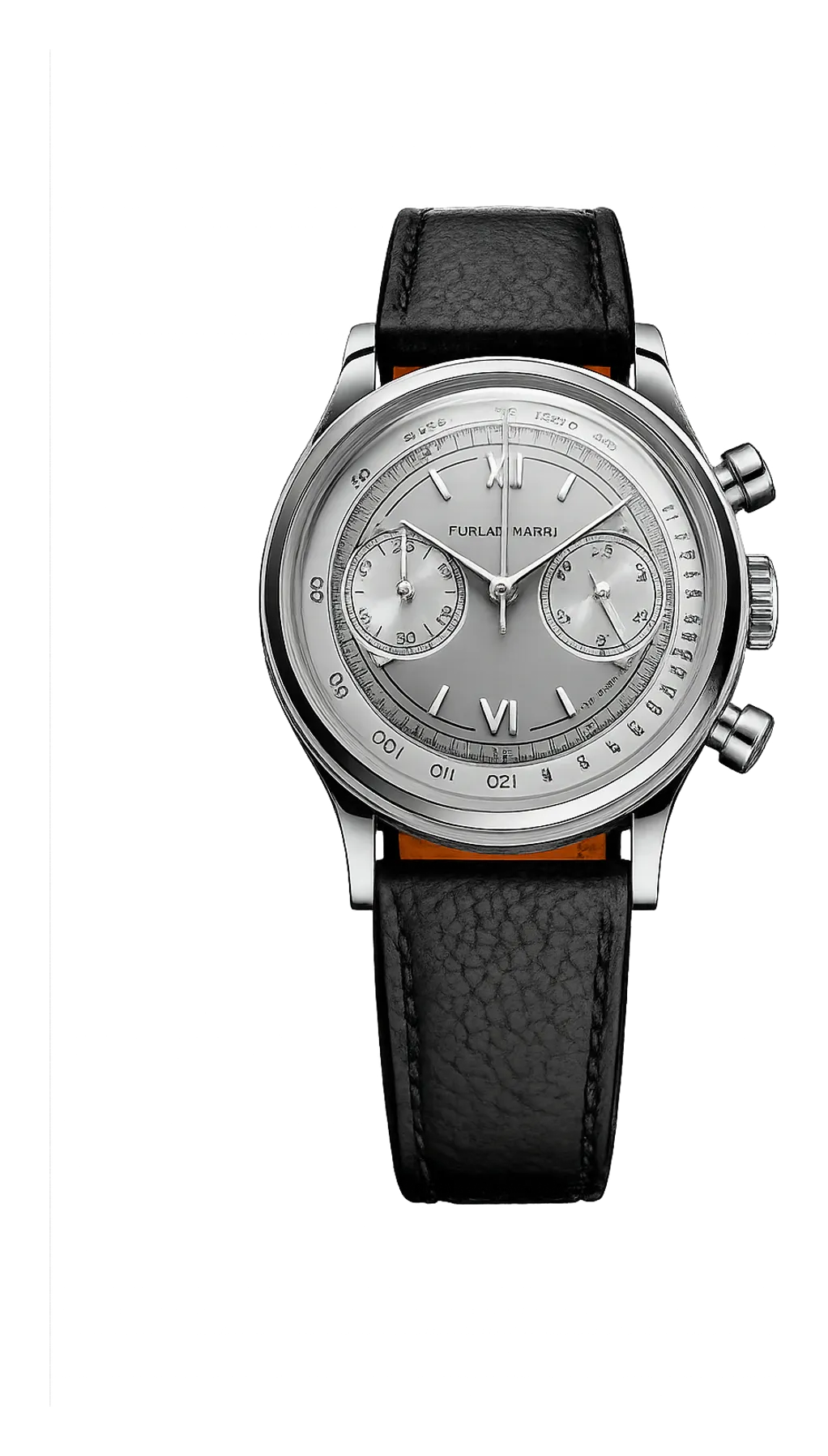 Furlan Marri Ref. 1041-A „Mr. Grey" szektoros kronográf ezüst számlappal, fekete bőrszíjon