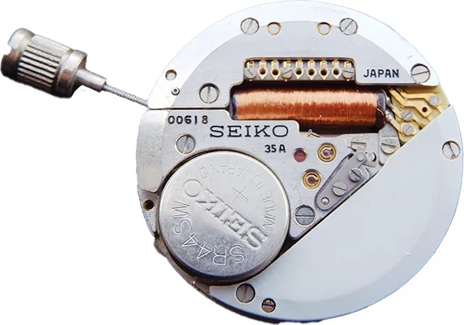 A Seiko 35A kvarcszerkezet két oldala