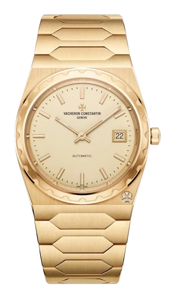 A Vacheron Constantin 222 sárgaarany változata, pezsgőszínű számlappal